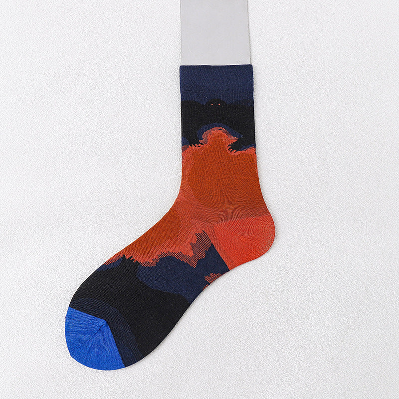 Mid Tube Mori Flower Stockings Street Illustration Sports Socks