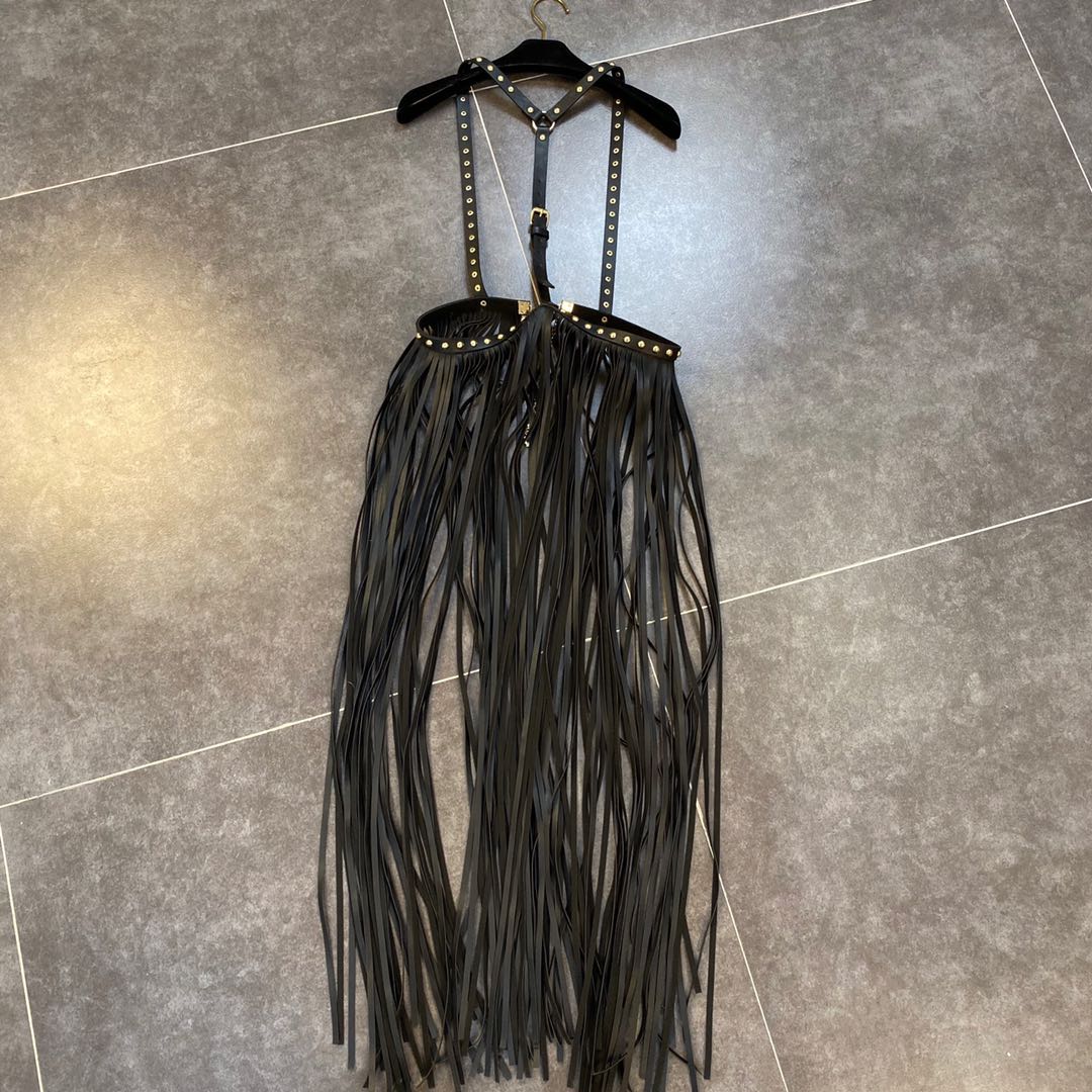 Fringe Stitching Vest Under Orange Decoration Shoulder Strap