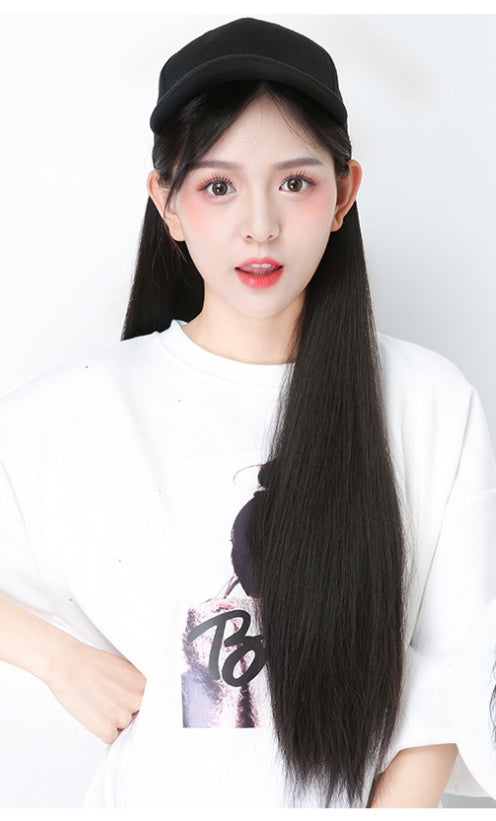 Hat wig one female wig female long hair natural fashion long curly hair big wave