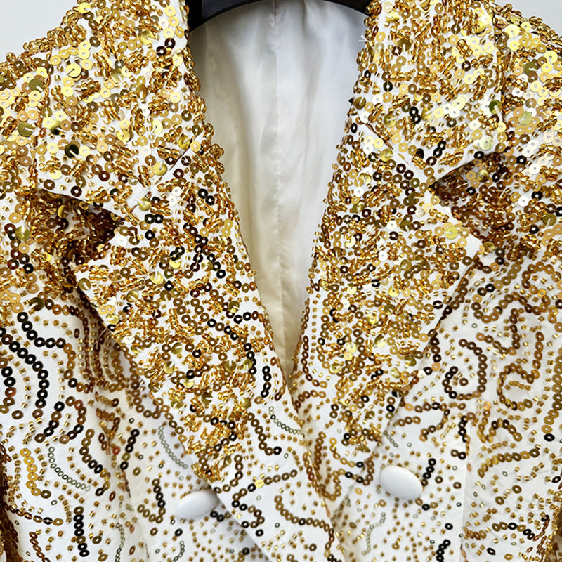 Gradient Beaded Double Breasted Blazer