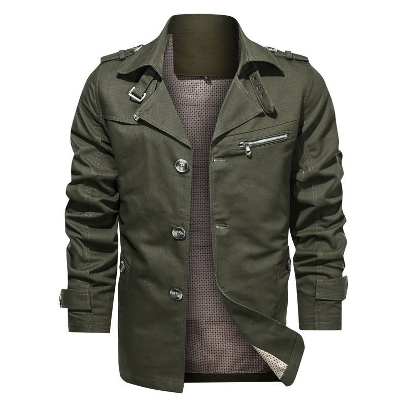 Cotton Lapel Mid-length Men's Casual Jacket