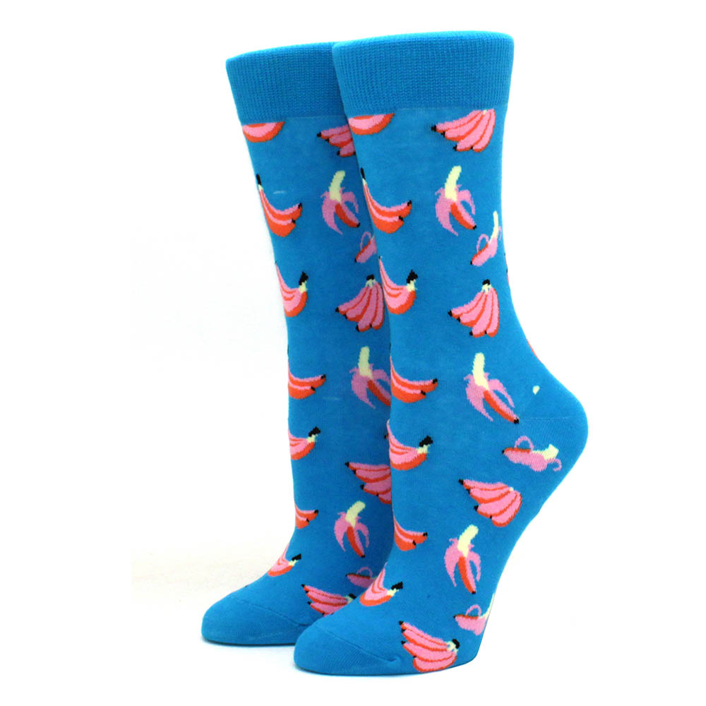 Colorful Women's Cotton Round Socks Funny Banana