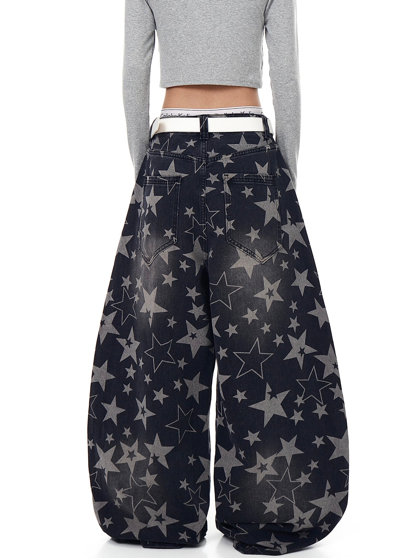 American Retro XINGX Full Printed Distressed Machete Jeans