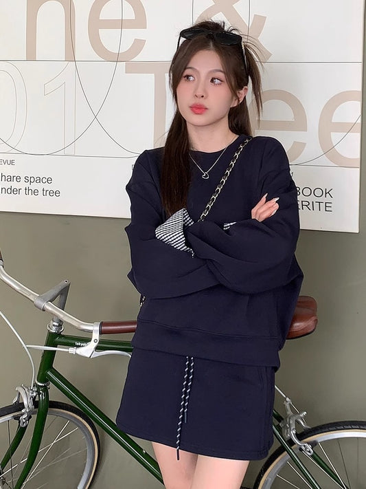 Petite Korean-style Outfit With A High-end Lazy Sweatsuit