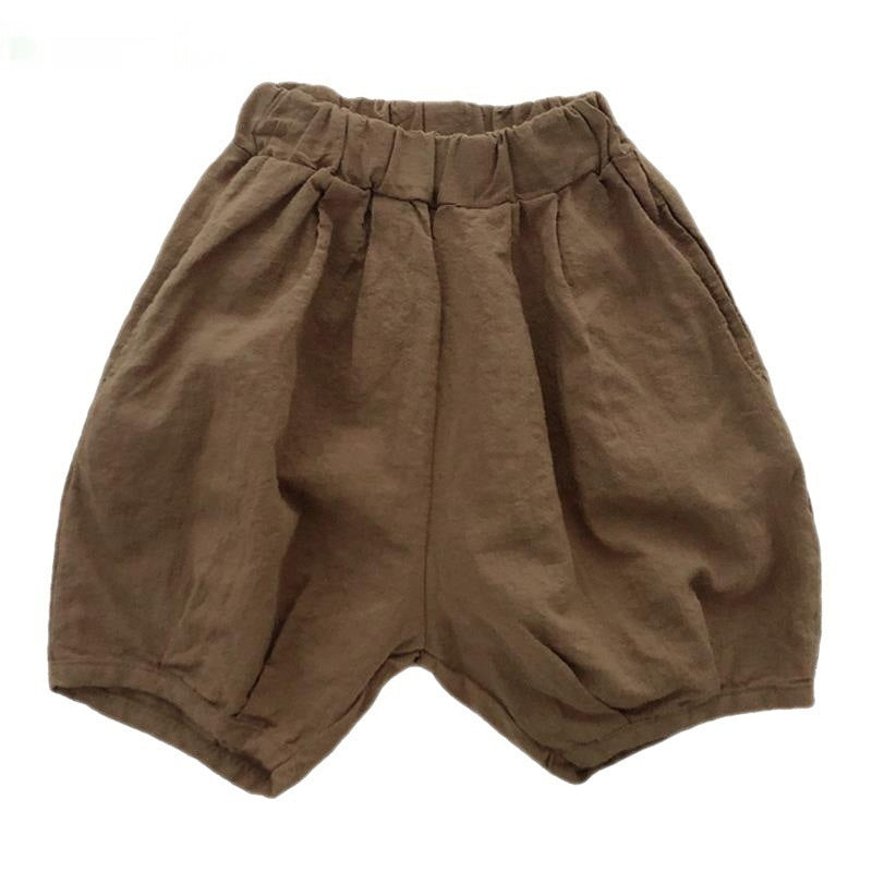 Children's Solid Color Cotton Linen Pants
