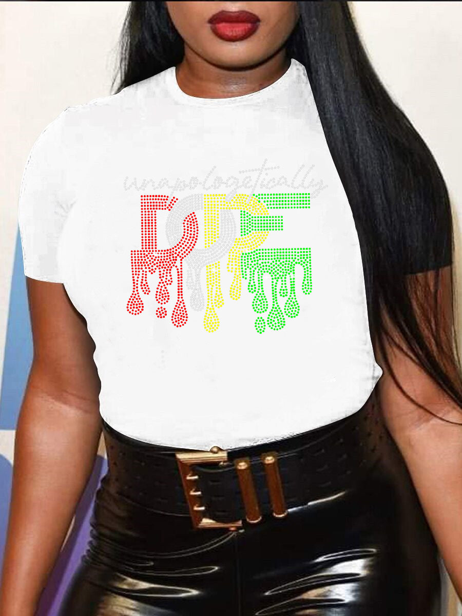 Hot Diamond Round Neck T-shirt