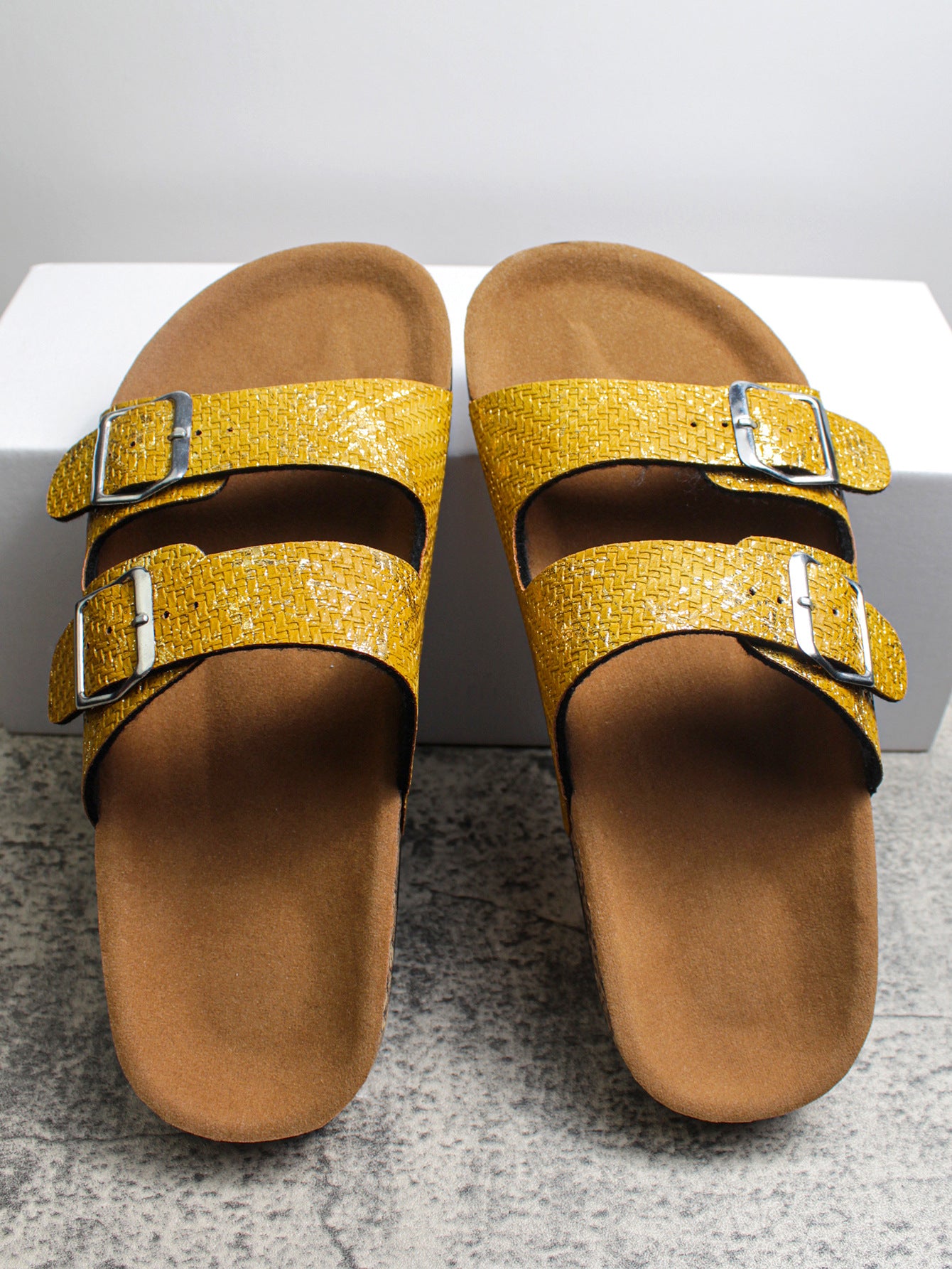PU Surface Cork Sole Beach Slippers