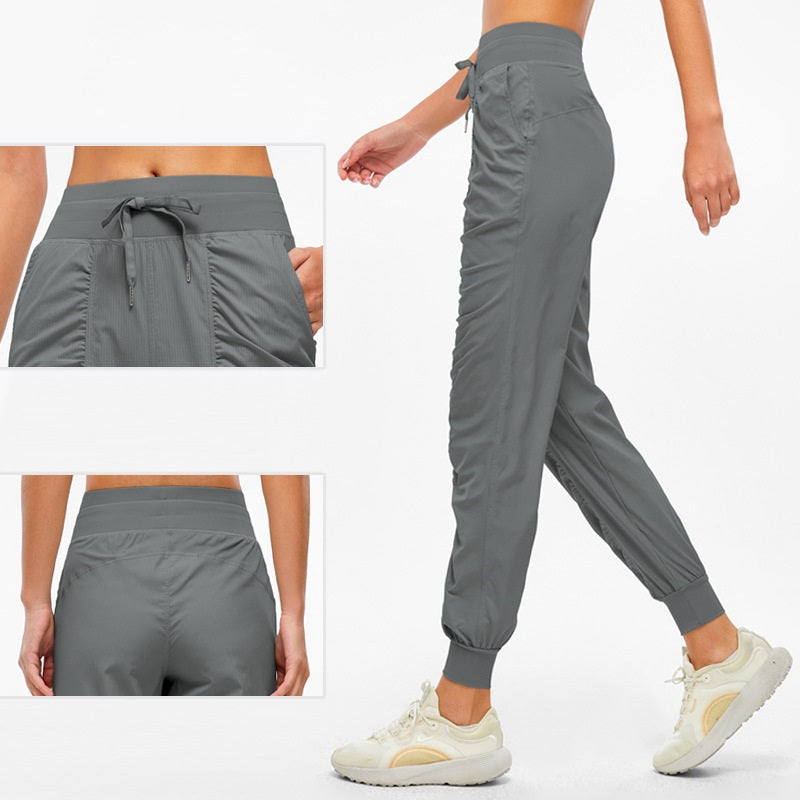 Sports Pants Women's Yoga Running Fitness Nine Points Quick-drying Breathable Pleated