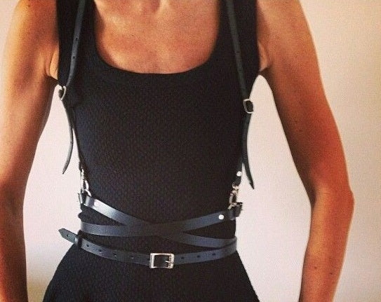 Paired with casual leather waistband straps