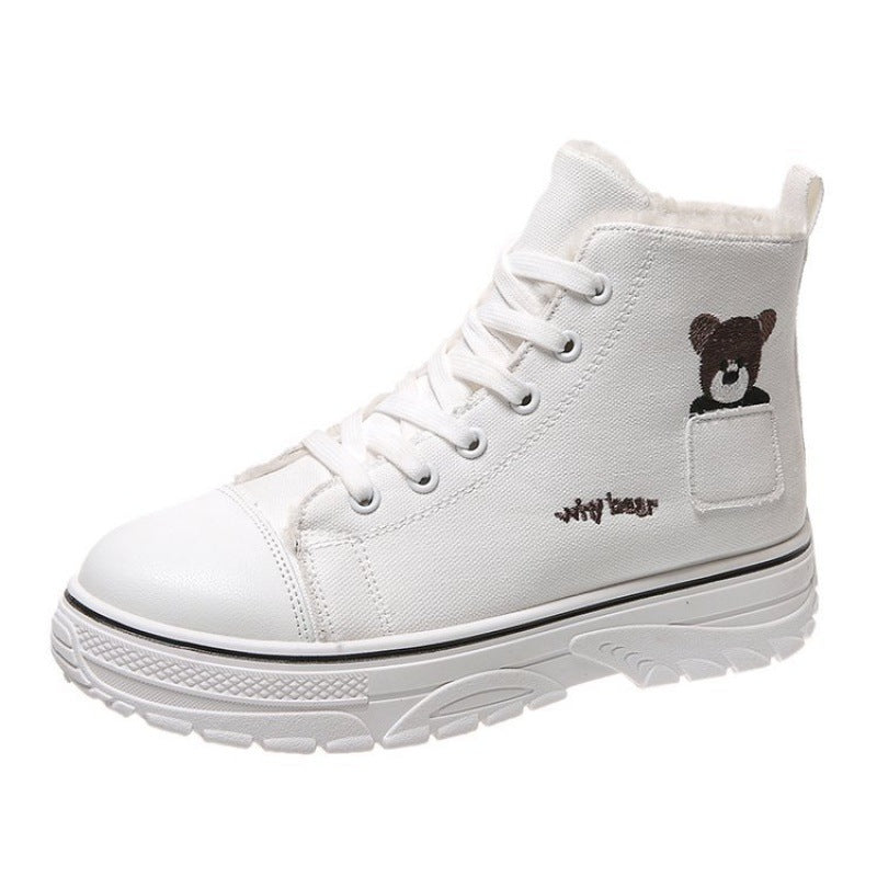 Fashion Martin Boots Women's Mid-heel Thick Canvas