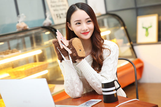 Cartoon warm gloves charging electric heating warm fashion fingerless gloves