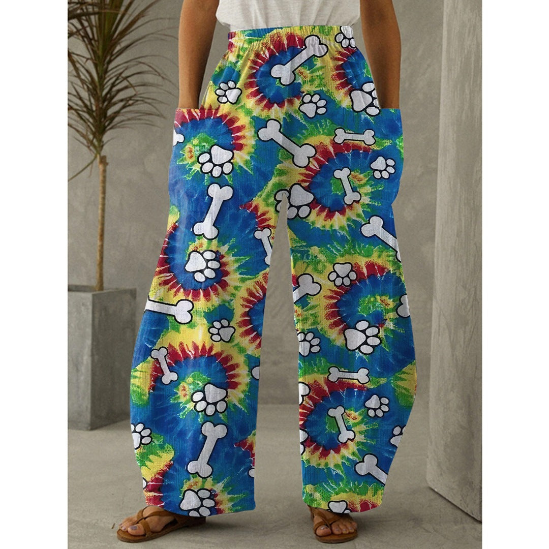 Printed 3D Trendy Irregular Wide-leg Pants