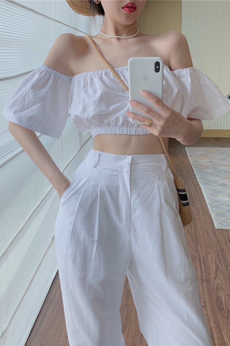 One-shoulder Slim Short-sleeved Shirt Women's Summer