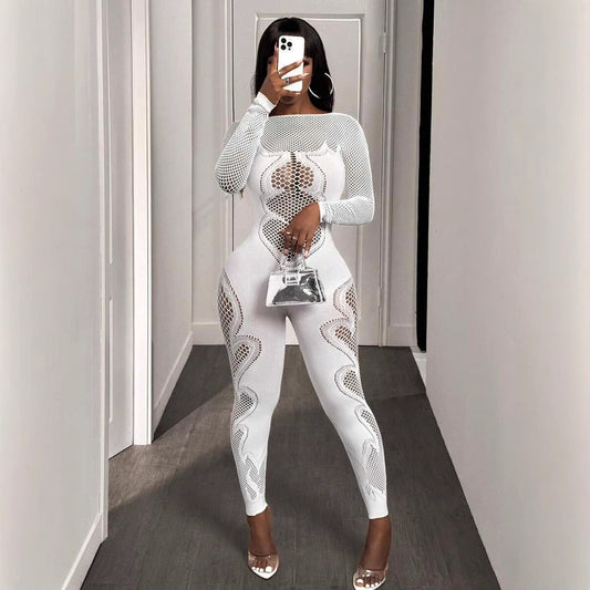 New Womens Slim-fit One-piece Knit Jumpsuit