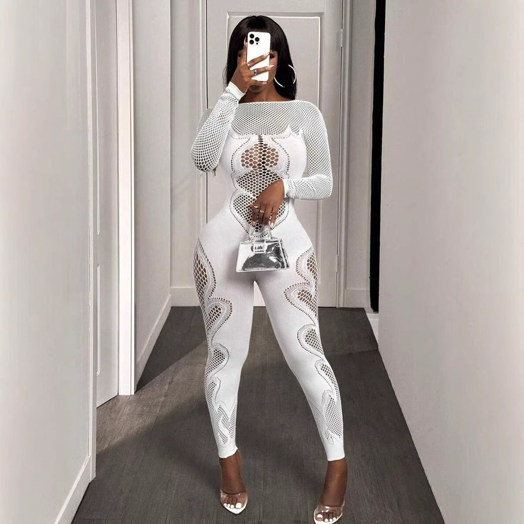 New Womens Slim-fit One-piece Knit Jumpsuit