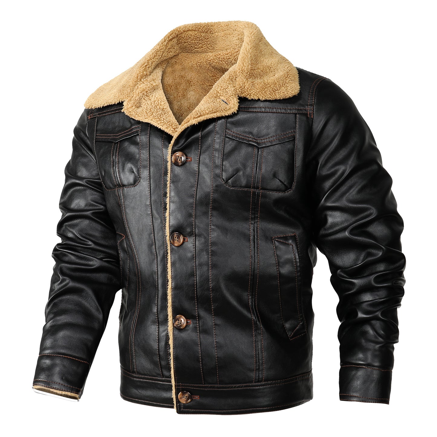 Men's Leather Clothing Loose Casual Slim Fit Handsome Trend Thickening