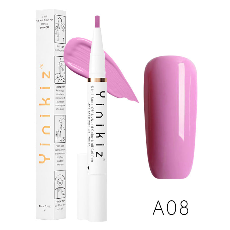 Et-Trins Neglelim Lazy Pen Hvid Tre-i-én UV Neglelak Praktisk Og Hurtig Begynder Manicure