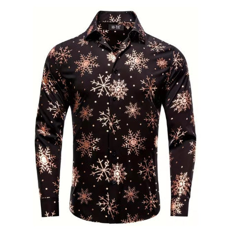 Men's Long-sleeve Shirt With A Snowflake Pattern