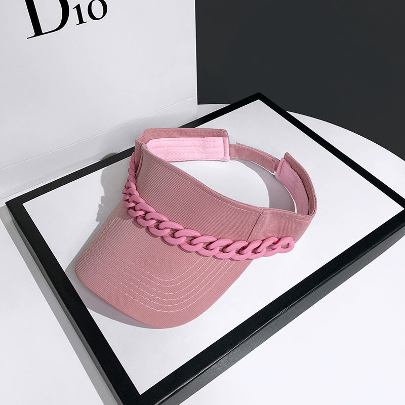 CAPHat Female Net Red Color Chain Empty Top Hat Summer Sunshade