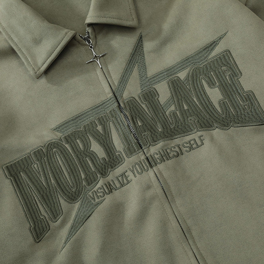 Letter Embroidered Pilot Jacket