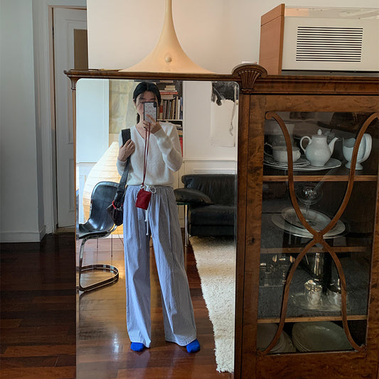 Women's Korean-style Striped Casual Pants Loose Straight Wide Leg