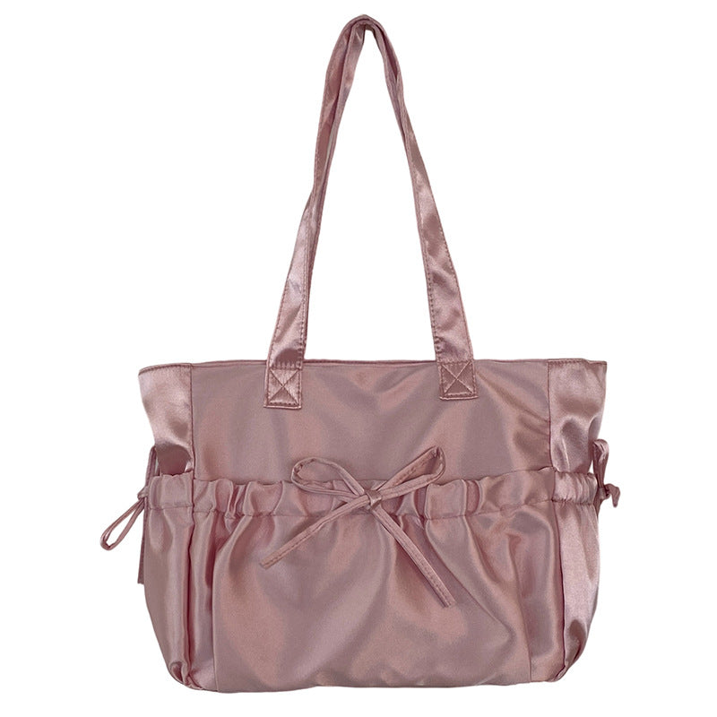 Women's Pleated Bow Pearl Shoulder Bag
