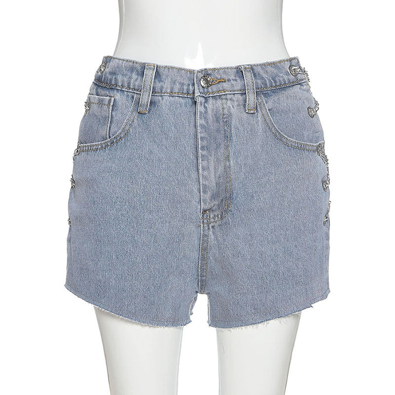 High-waist cut-out strap slim fit casual jeans