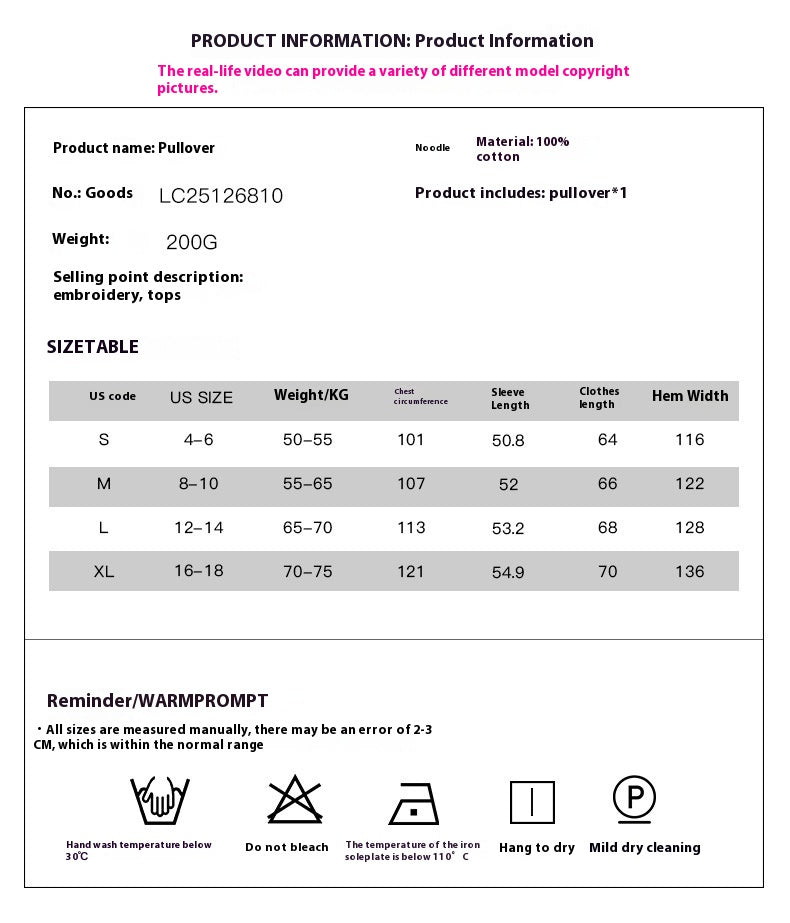 Women's Fashion All-match Embroidery Loose Shirt