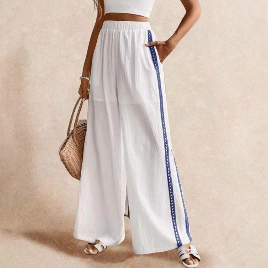 Womens Versatile Solid-color Loose Casual Pants