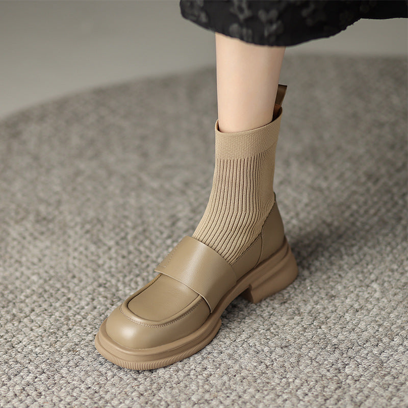 Women's Fashion Simple Thick Heel Stretch Thin Boots
