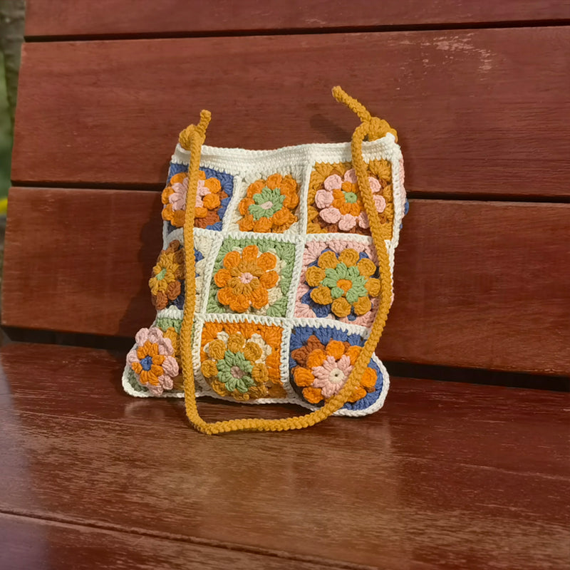 Diy Hand-woven Kaleidoscope Woolen Yarn Bag