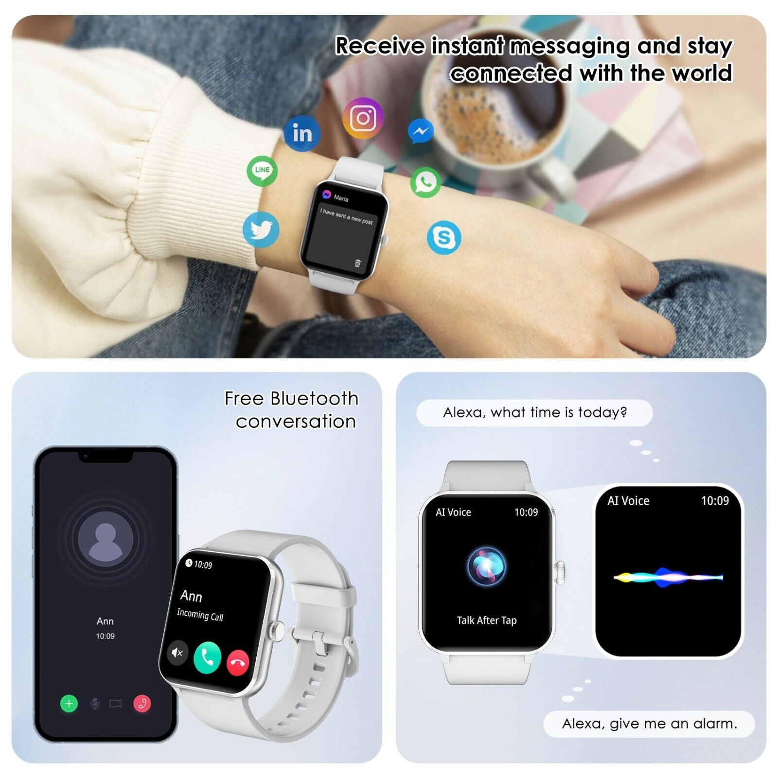 Blackview Smartwatch Damen Herren Mit Bluetooth Anrufe Fitnessuhr Für Android