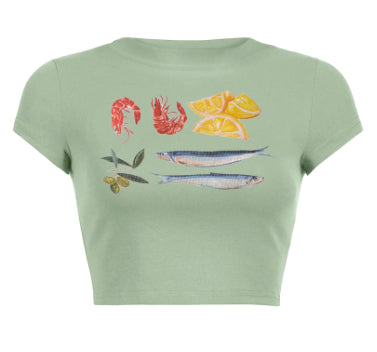 Round Neck Pullover Short Sleeve Letter Printed Navel T-shirt