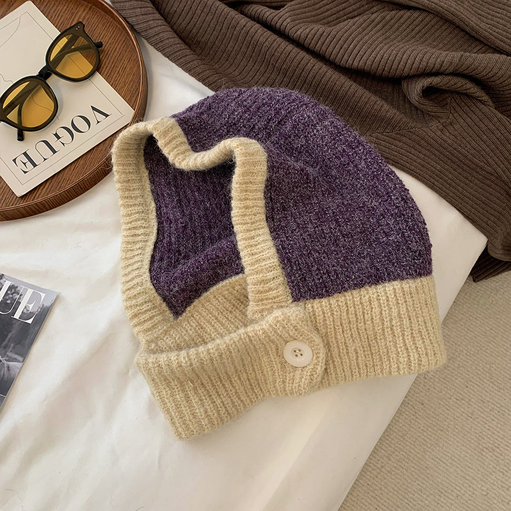 Autumn And Winter Warm Scarf Integrated Ear Protection Knitting Cold-proof Woolen Cap