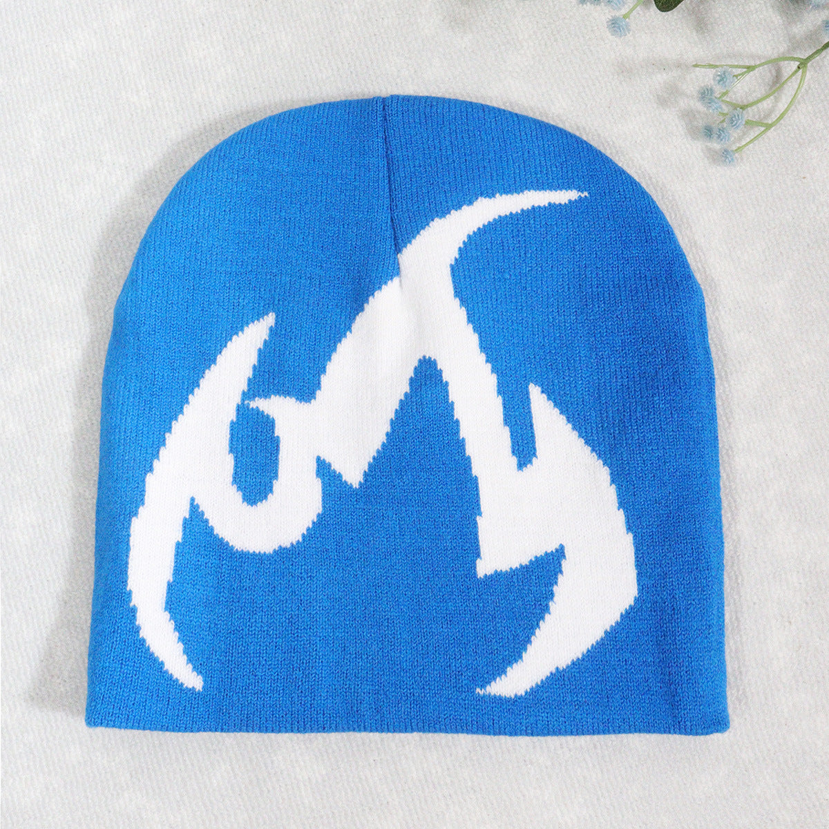Knitted Hat Trendy Pullover Flame Pattern Jacquard Hats