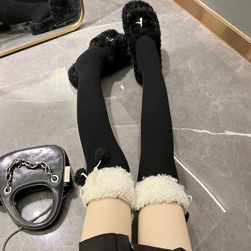 Lamb's Wool Black Knee-high Socks