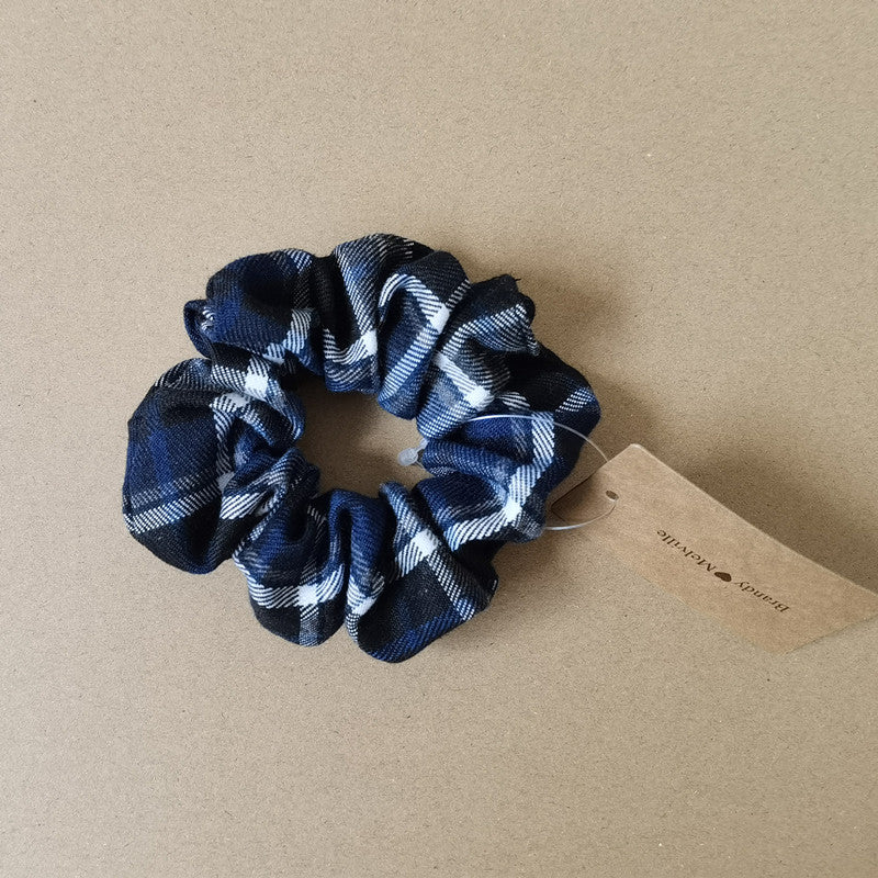Plaid Print Large Intestine Ring Women's Hair Tie