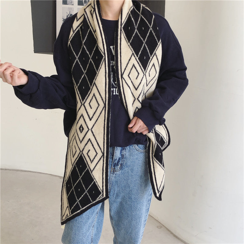Women's Sharp-cornered Thick Warm Knitted Scarf