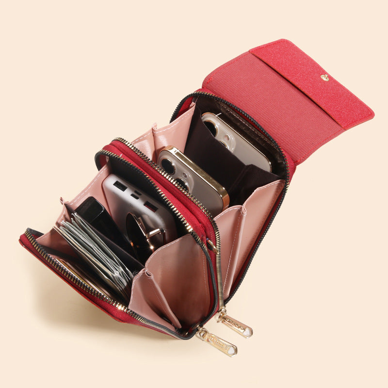 Women's Fashionable Crossbody PU Leather Touch Screen Mobile Wallet