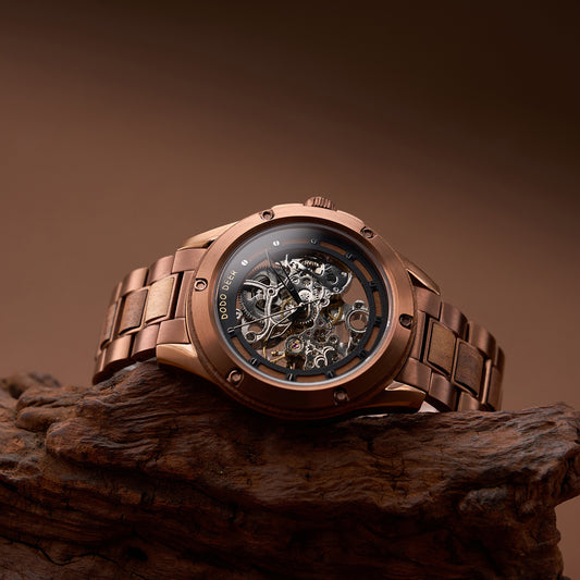 Openwork Mechanical Wooden Watch For Men