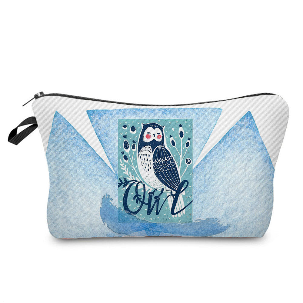 Cartoon Cute Owl Print Cosmetic Bag