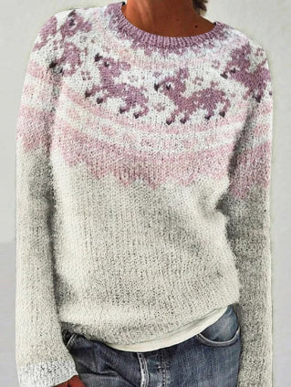 Women's Sweater Round Neck Multicolor Loose Fashion Pullover