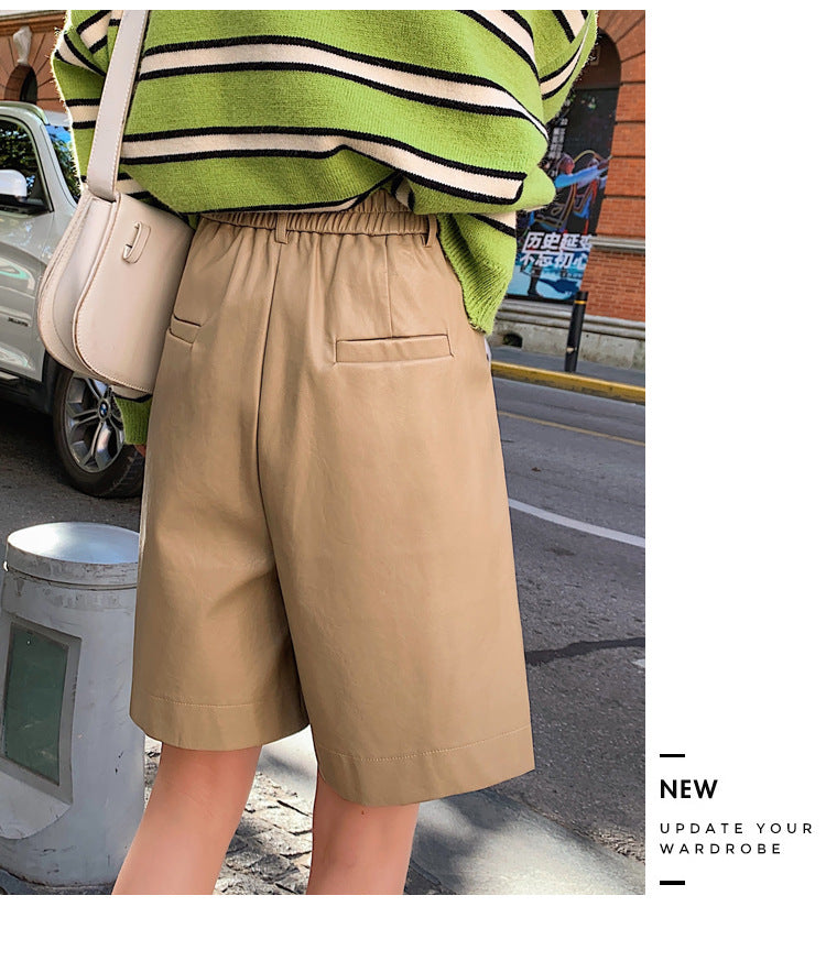 Spring And Autumn New Women's Fashion PU Leather Shorts