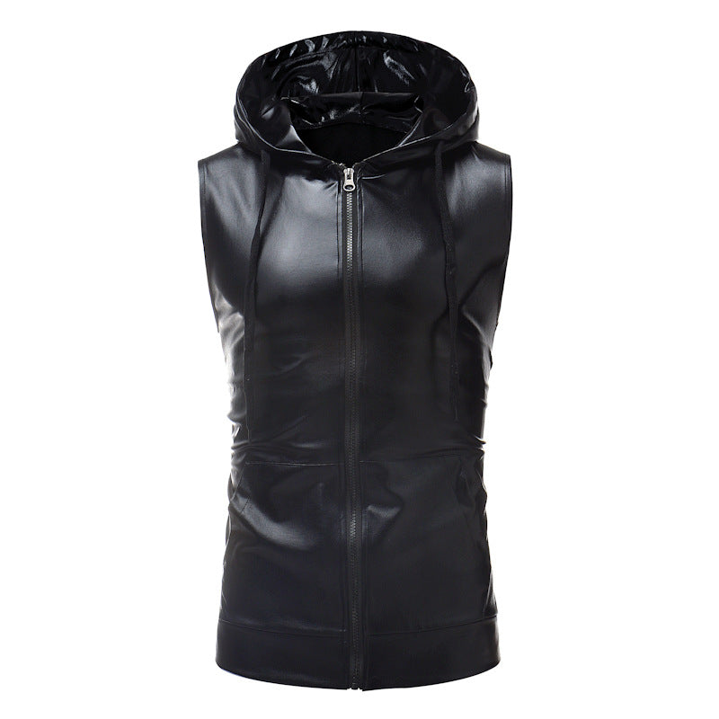 Fashion Dance Bright Hooded Drawstring Zipper Vest
