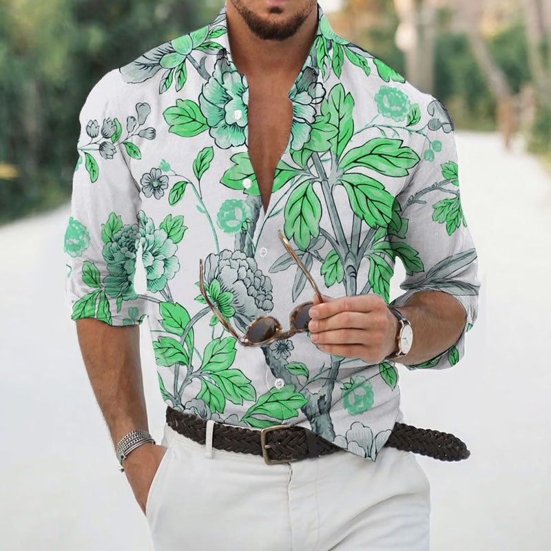 Men's Fashion Printed Cardigan Long-Sleeve Shirt