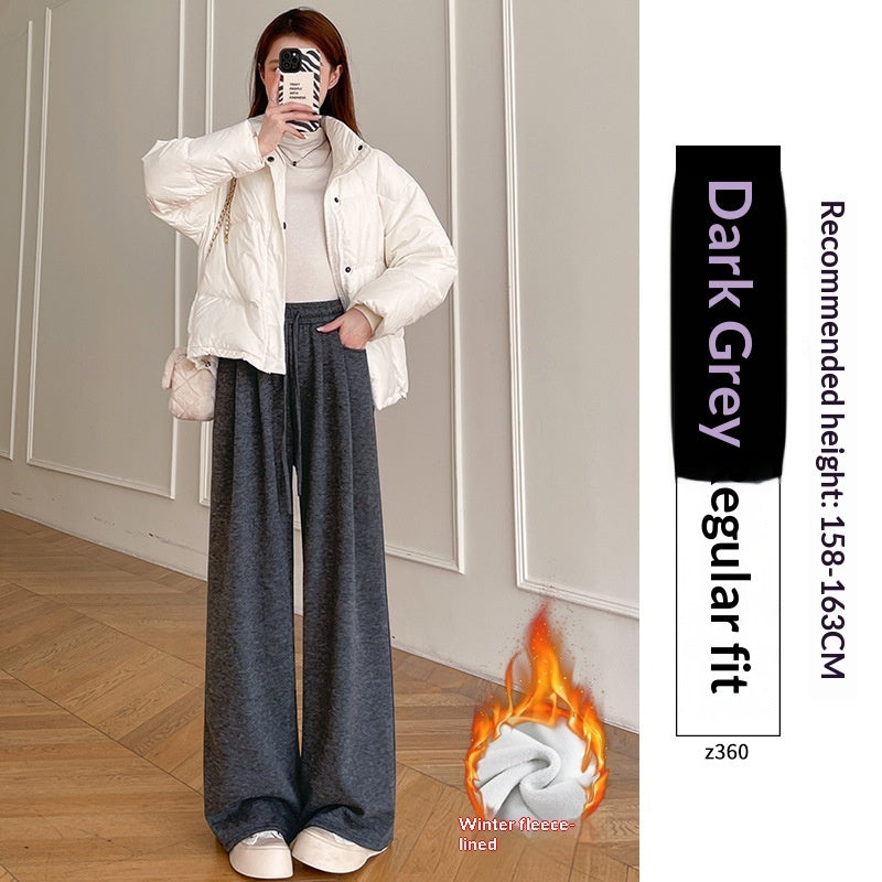 Straight-leg Lambswool Sticky Rice Pants For Fall And Winter