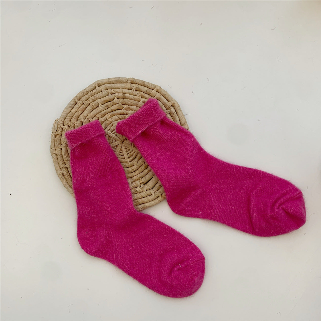 Thickening Warm Solid Color Rabbit Fur Women's Socks