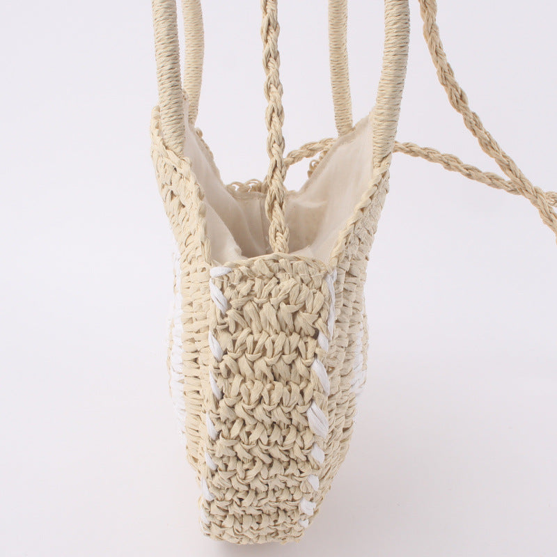 Beach Braided Bag Round Tote Shoulder