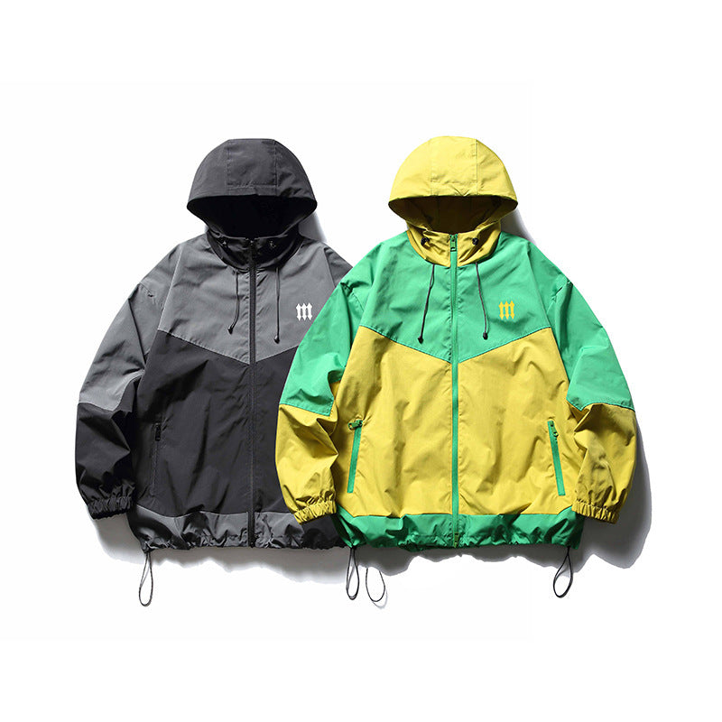 Men's Outdoor Color Contrast Patchwork Tooling Shell Jacket
