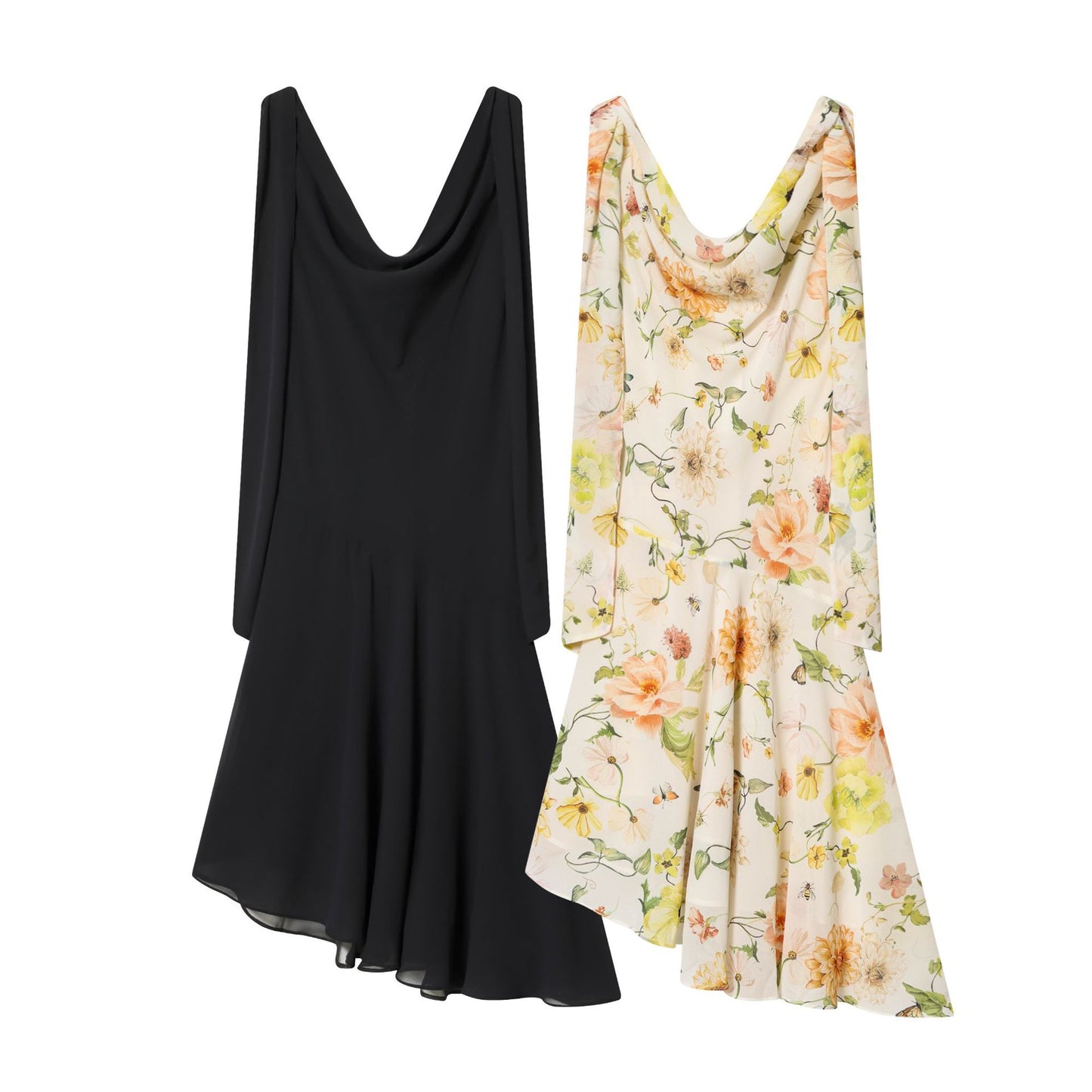 Irregular Design Printed Swing Neck Dress For Women